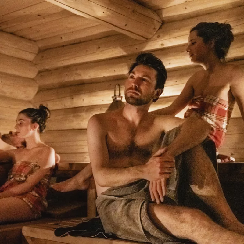 Rustic sauna experience in the log cabin sauna